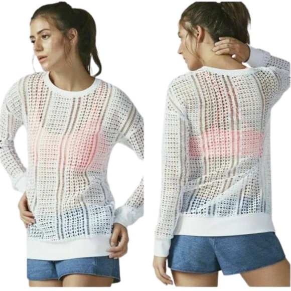 Fabletics Tops - Fabletics Sophie Swim Gym Mesh Cover Up - White - S